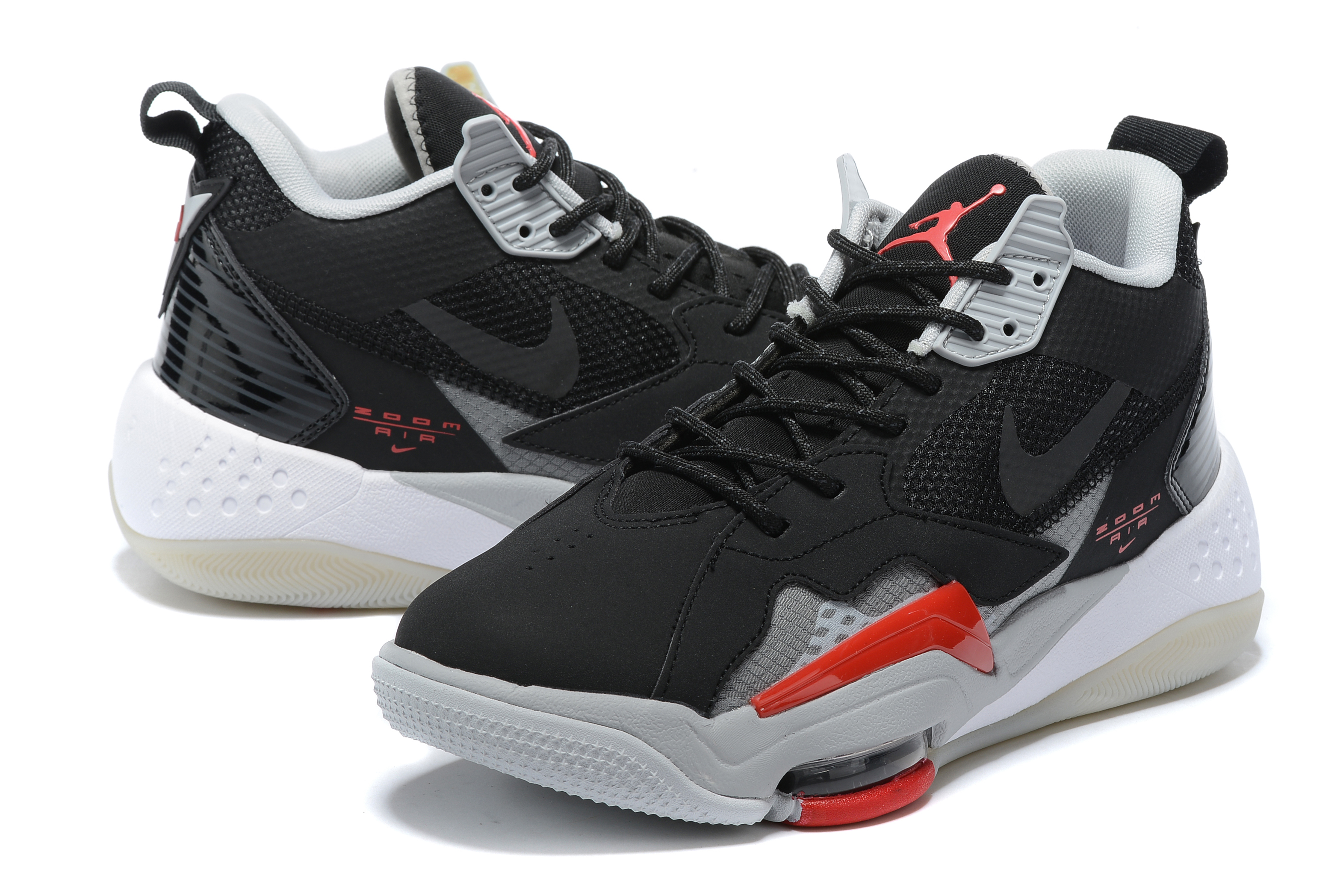 Jordan Zoom 92 Black Red White Shoes - Click Image to Close